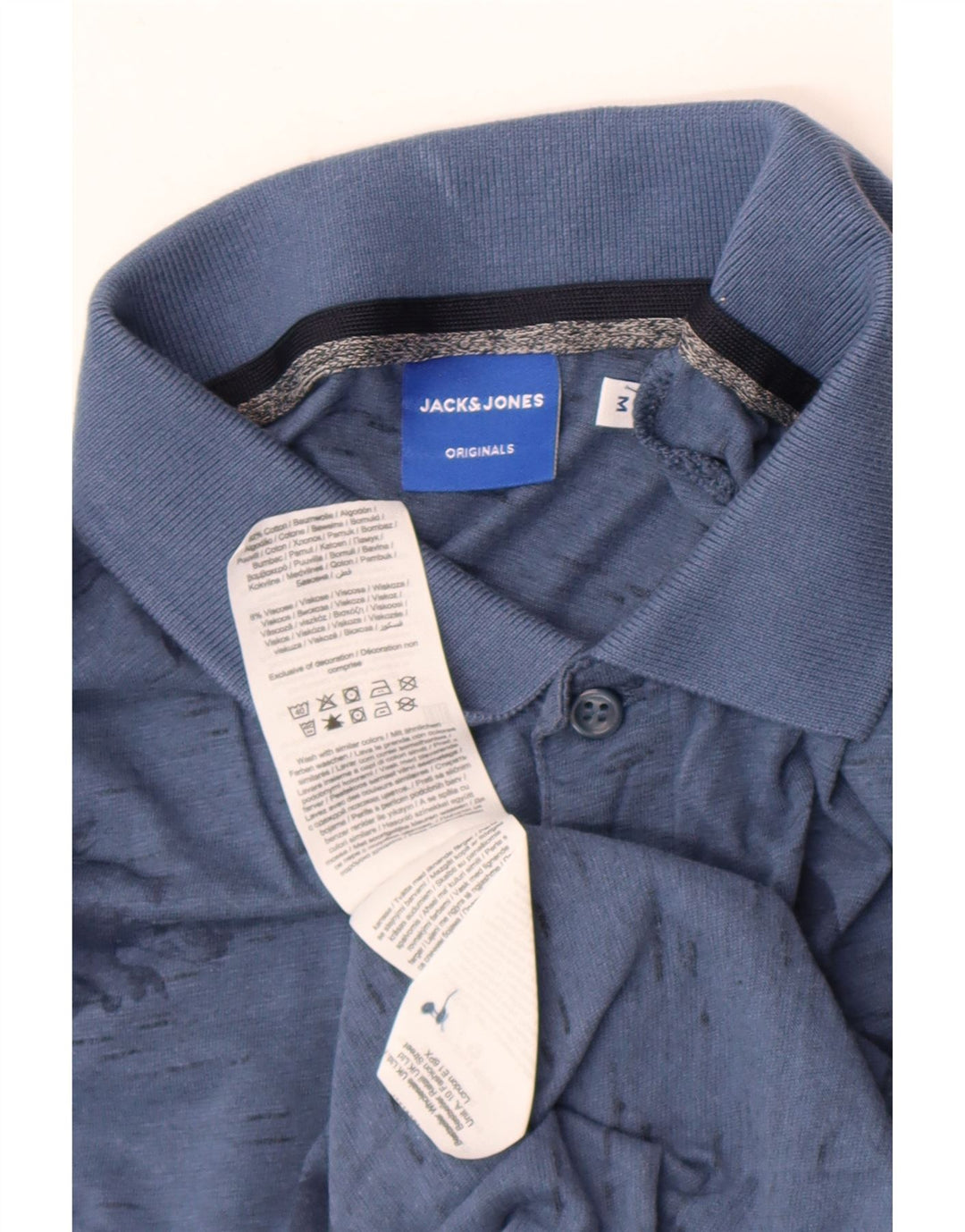 Tricou polo Jack & Jones pentru bărbați, bumbac floral, albastru mediu