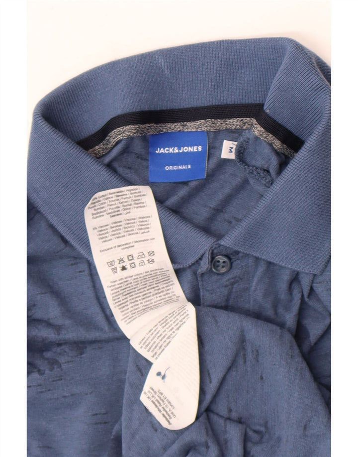 Tricou polo Jack & Jones pentru bărbați, bumbac floral, albastru mediu
