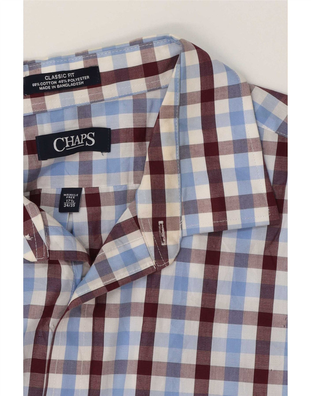 Cămașă clasică pentru bărbați Chaps Mărimea 17 1/2 XL, bumbac cu check albastru