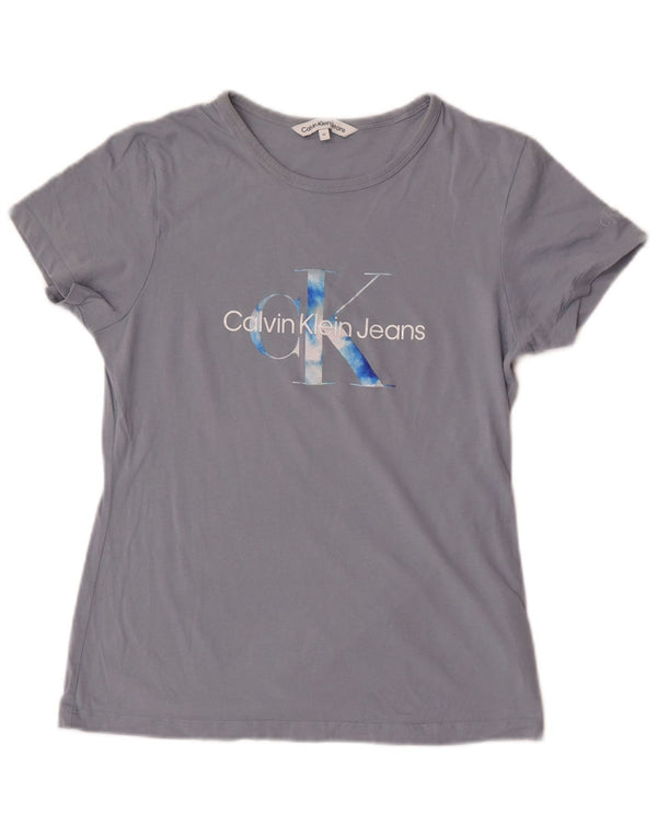Tricou grafic pentru femei Calvin Klein Jeans Top UK 12 Bumbac gri mediu