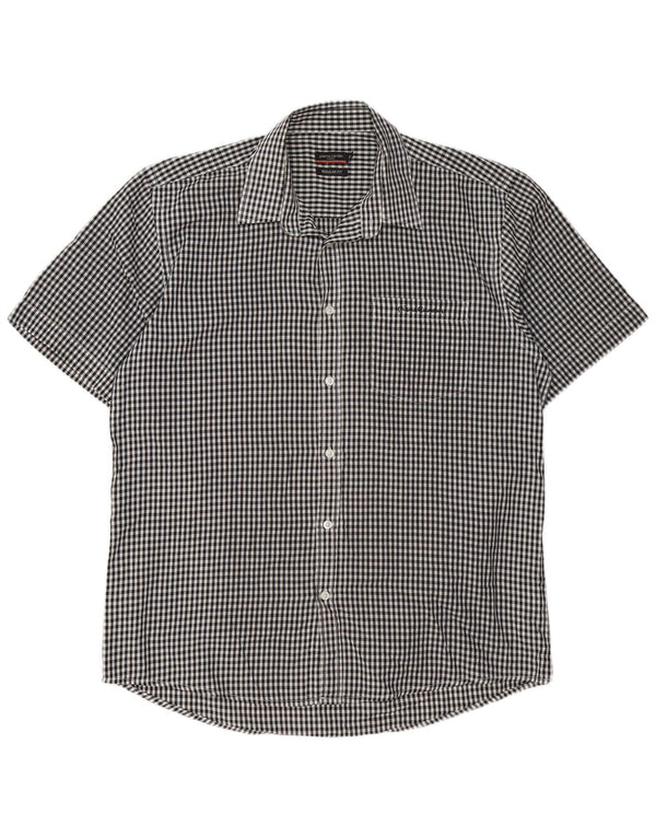 Cămașă cu mânecă scurtă pentru bărbați Pierre Cardin, cu ajustare normală, XL, negru, vichy