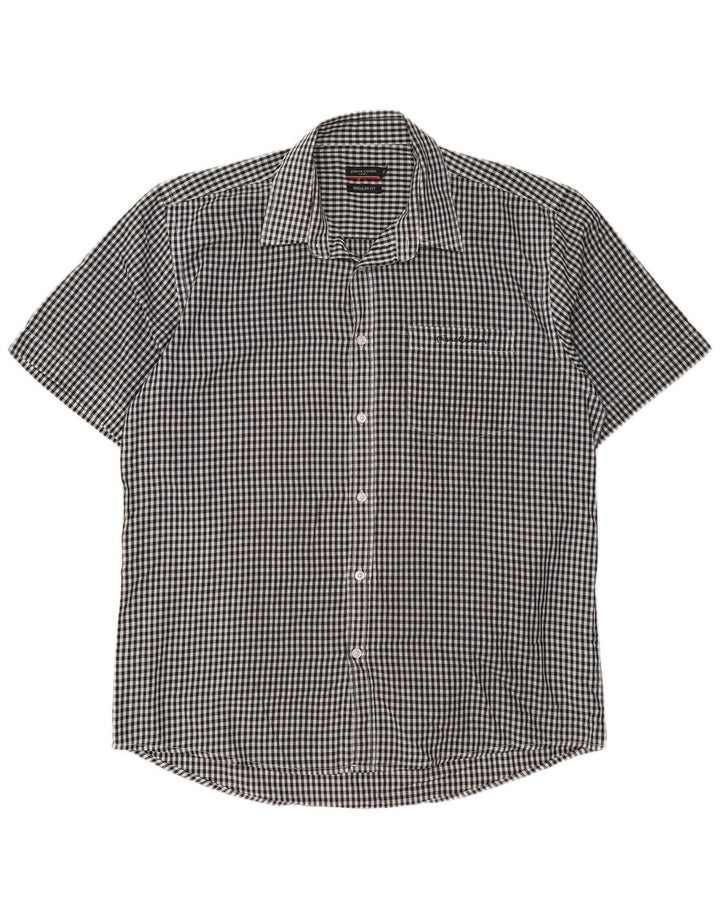 Cămașă cu mânecă scurtă pentru bărbați Pierre Cardin, cu ajustare normală, XL, negru, vichy