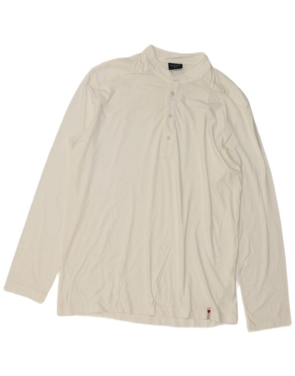 Trussardi tricou polo cu mânecă lungă pentru bărbați, bumbac alb XL