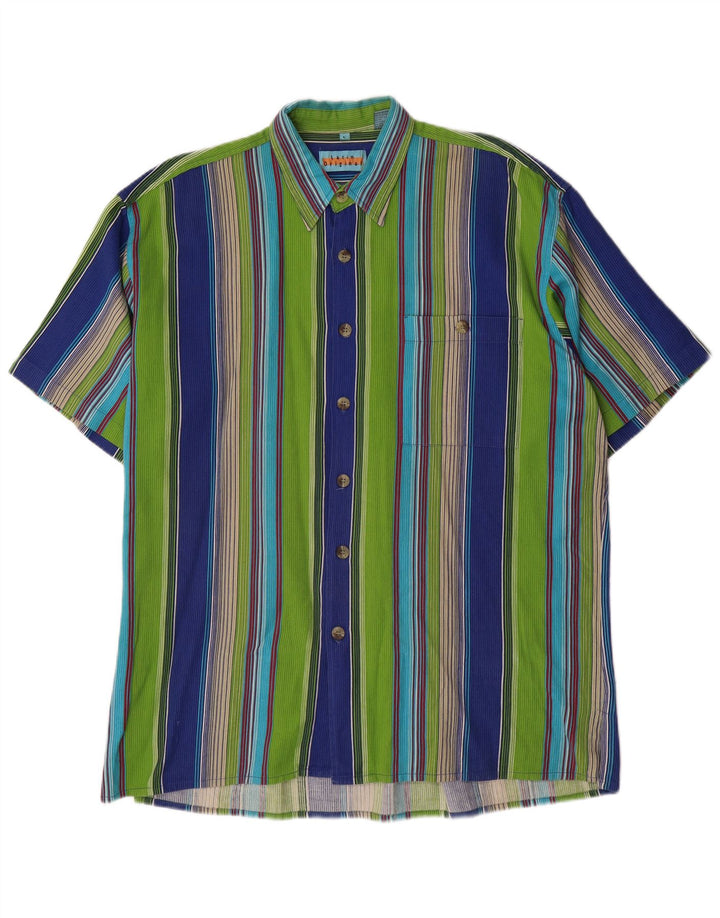 Camasa cu maneca scurta pentru barbati VINTAGE, bumbac cu dungi multicolore