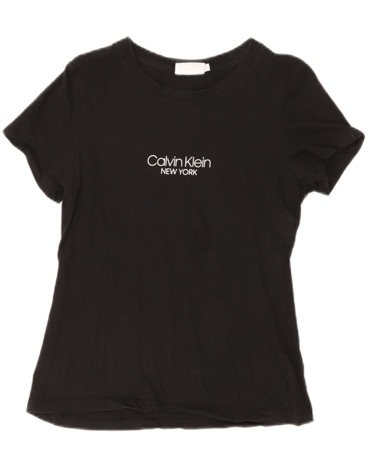 CALVIN KLEIN Tricou cu grafic pentru femei Top UK 12 Medium Black Bumbac