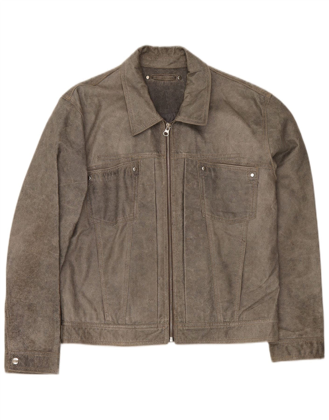 Bomber vintage pentru bărbați din piele, UK 38, gri mediu
