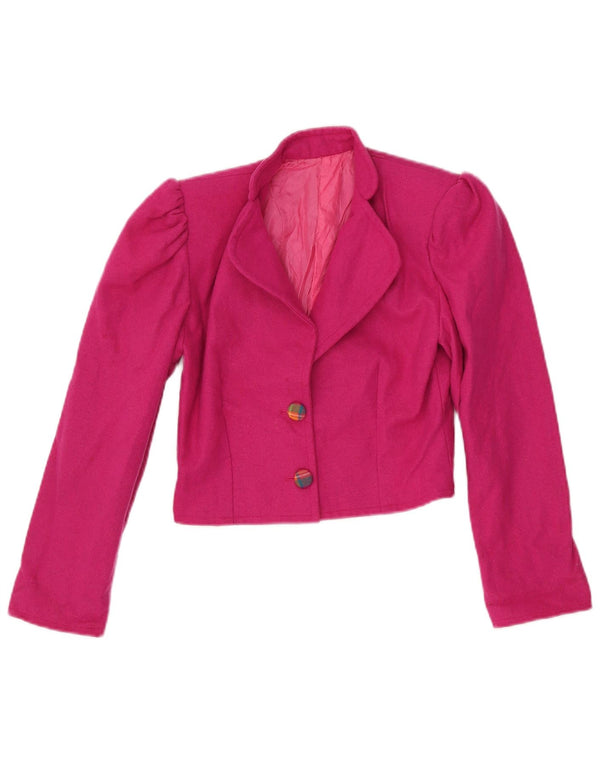 Jachetă pentru femei VINTAGE Crop 2 Button Blazer UK 6 XS roz