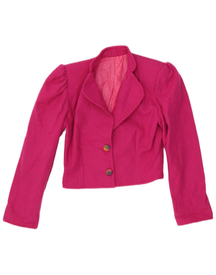 Jachetă pentru femei VINTAGE Crop 2 Button Blazer UK 6 XS roz