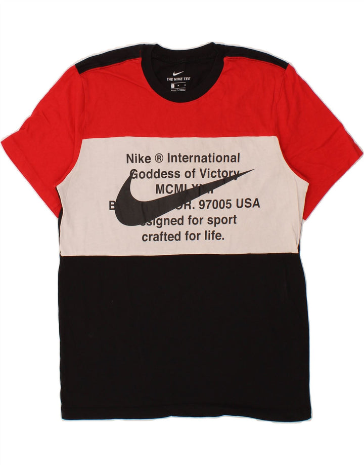 Tricou grafic pentru bărbați NIKE Top mediu negru din bumbac color bloc