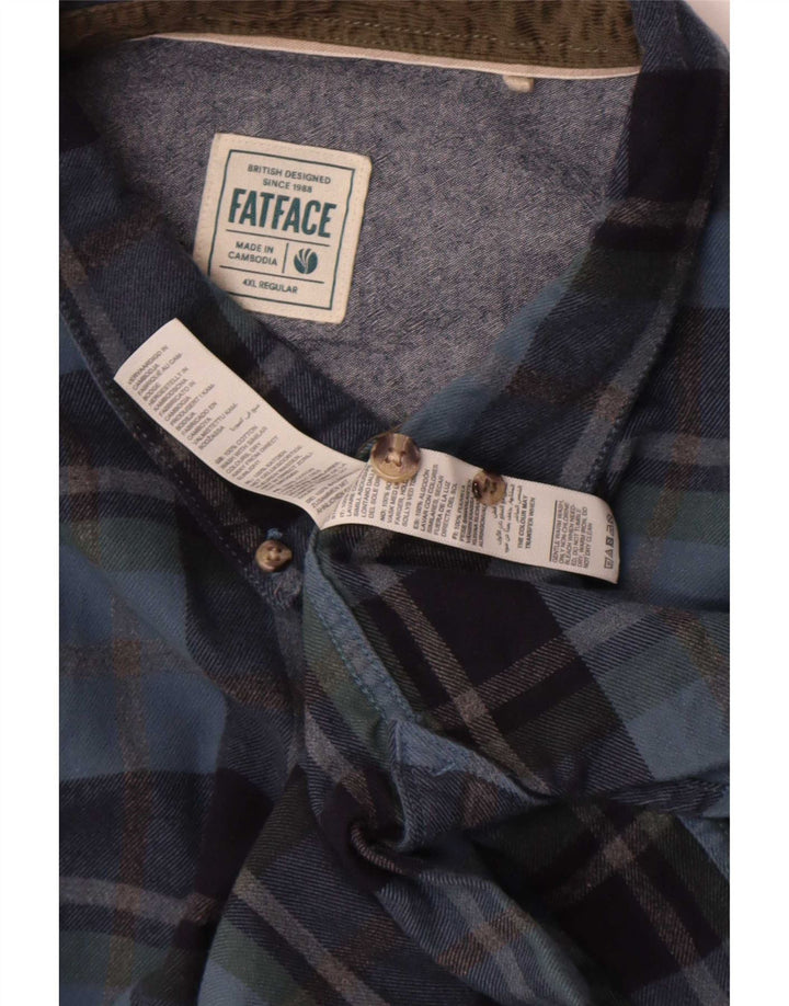 Cămașă de flanel pentru bărbați Fat Face Regular Fit 4XL, bumbac cu carouri bleumarin