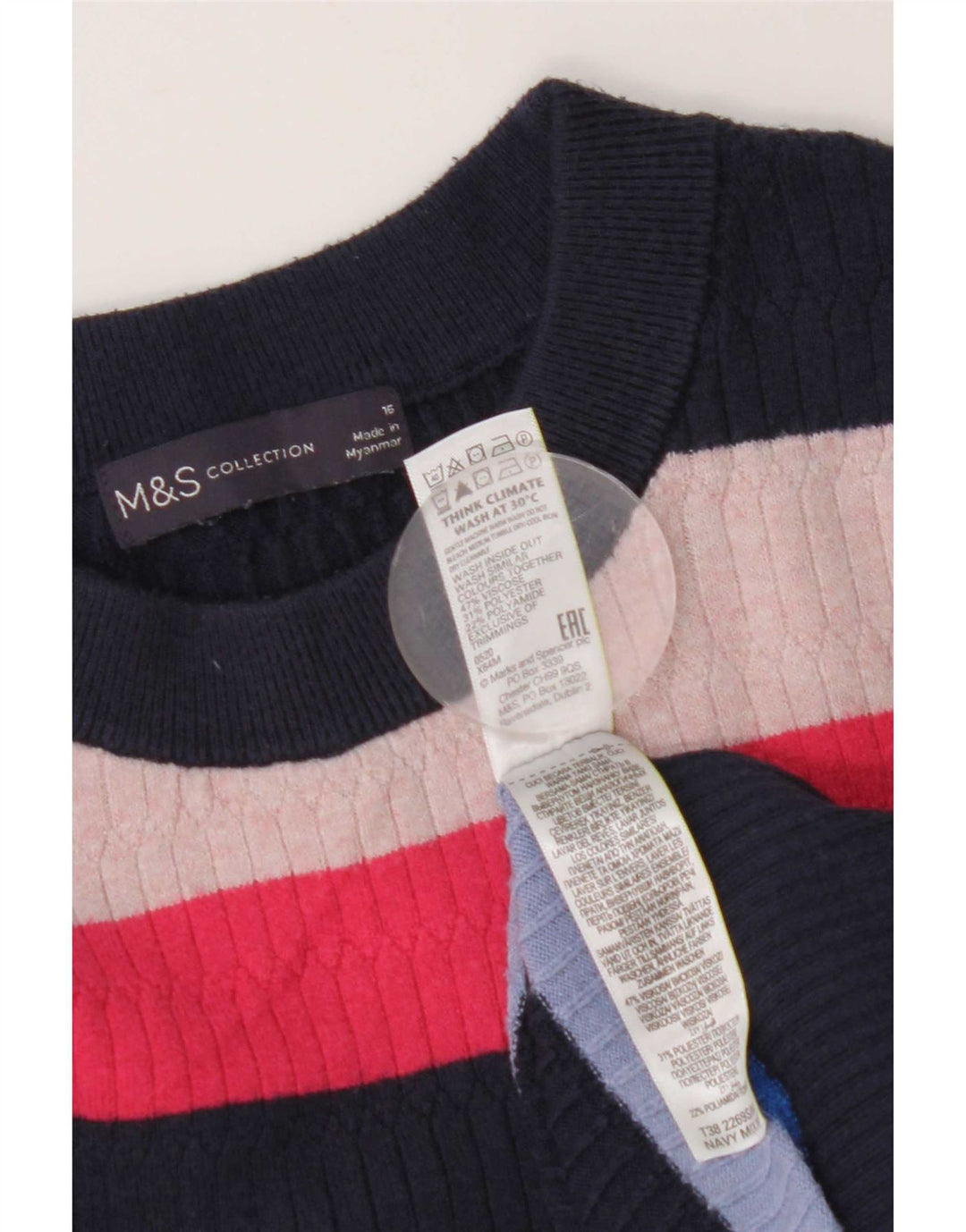 Pulover pentru femei Marks & Spencer cu decolteu triplu UK 16 mare, multicolor