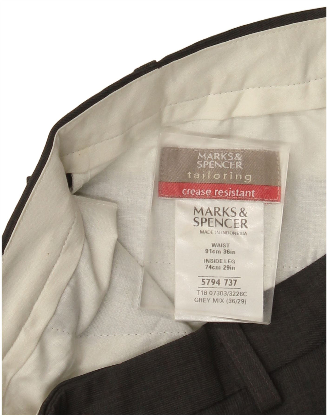 Pantaloni de costum pentru bărbați Marks & Spencer L36 L29 Gri poliester