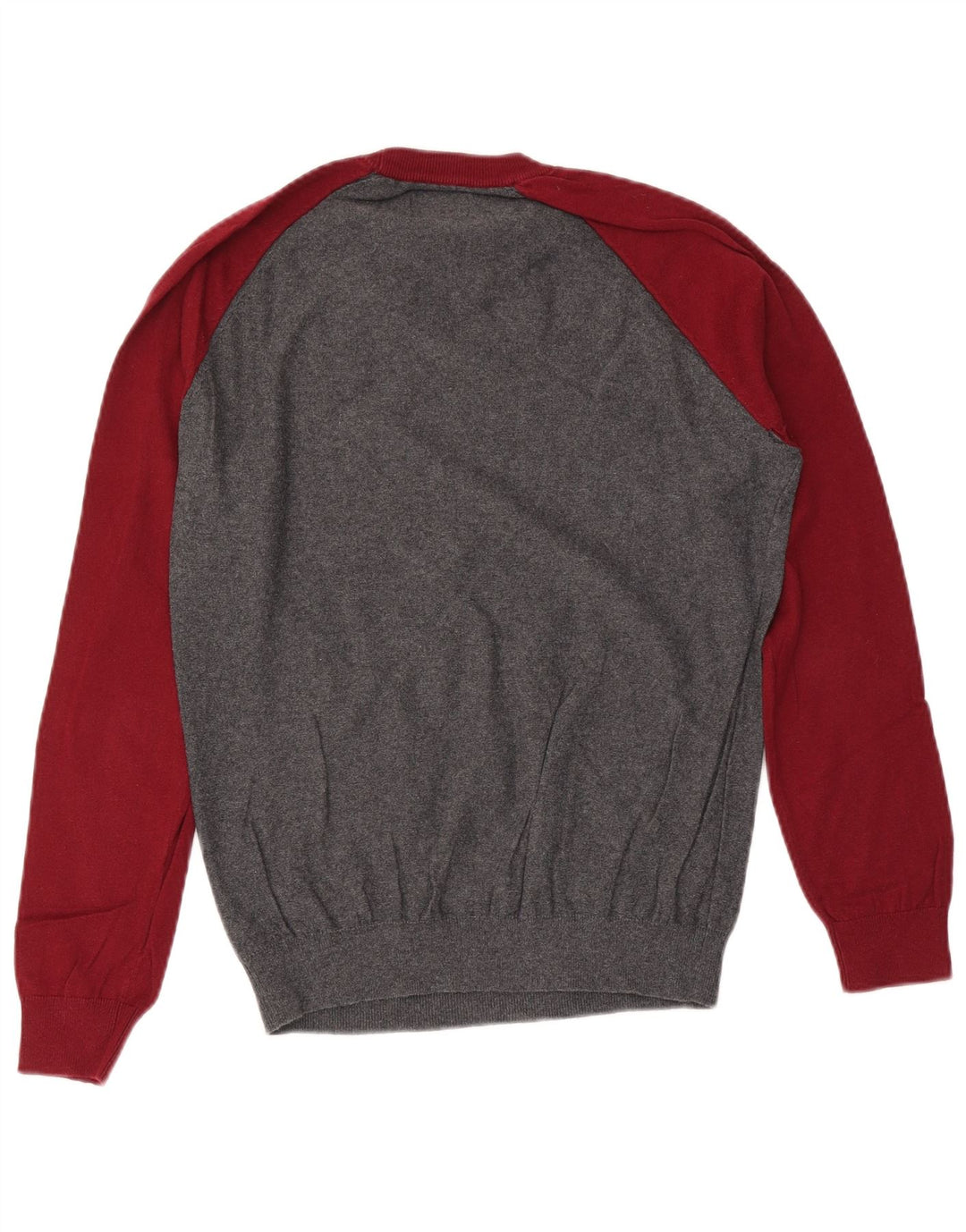Pulover Jack Wills pentru bărbați cu gât roșu, bumbac color bloc, gri mediu