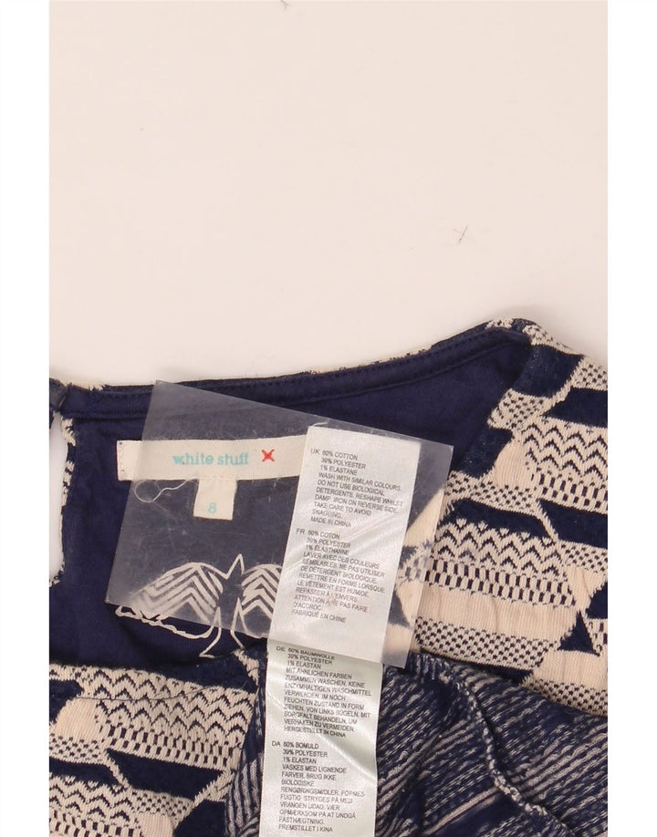 WHITE STUFF Rochie de damă cu mâneci 3/4 Mâneci Mărimea UK 8 Mic Bej Geometric