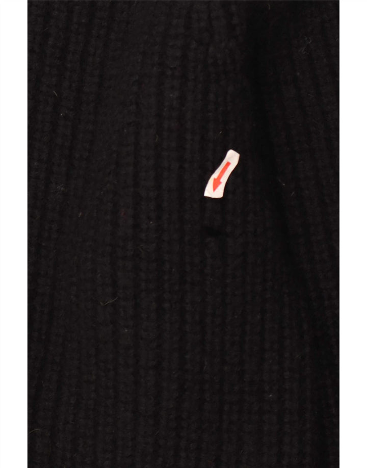 The Sweater Shop Pulover pentru bărbați cu gât de barcă, mediu negru, lână nouă