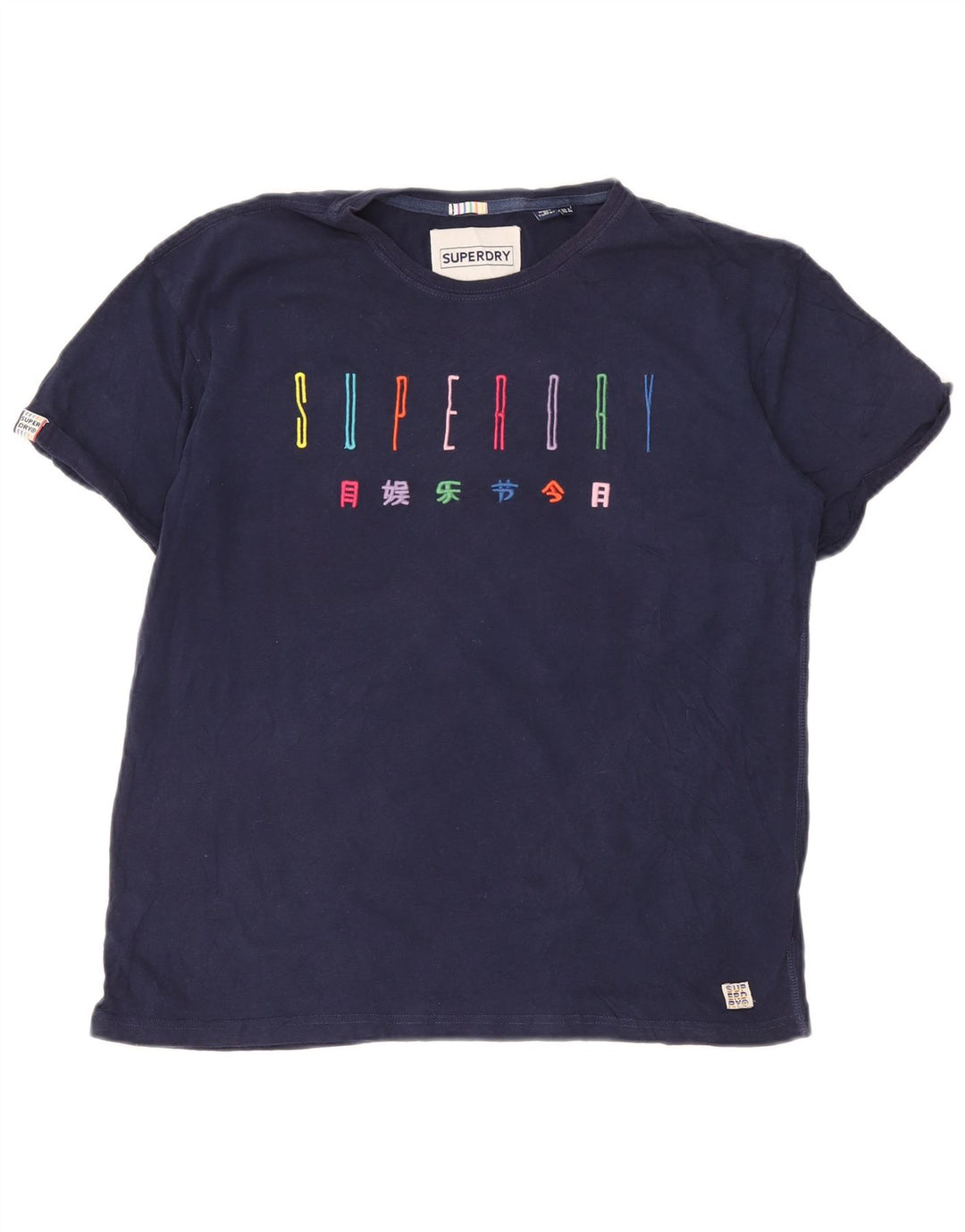 Tricou grafic Superdry pentru femei Top UK 12 Medium Bleumarin Bumbac