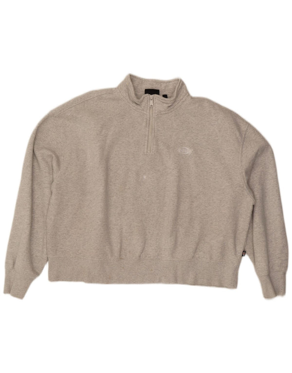 Pulover pentru femei DICKIES, cu fermoar supradimensionat, cu gât, UK 18 XL, bumbac gri