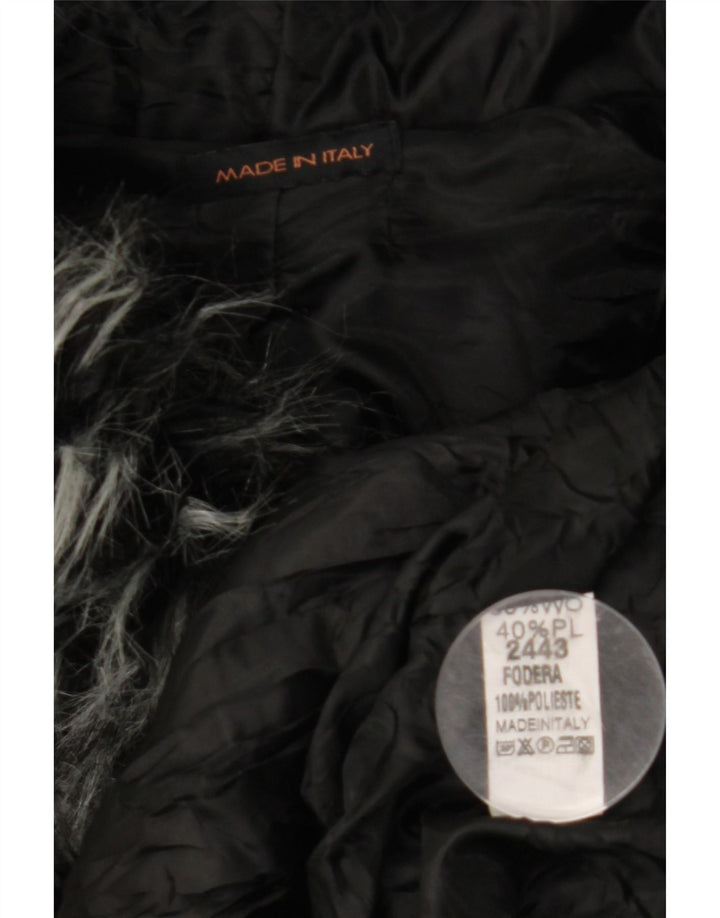 VINTAGE haină cu glugă, cu glugă, pentru femei, UK 10, lână neagră mică