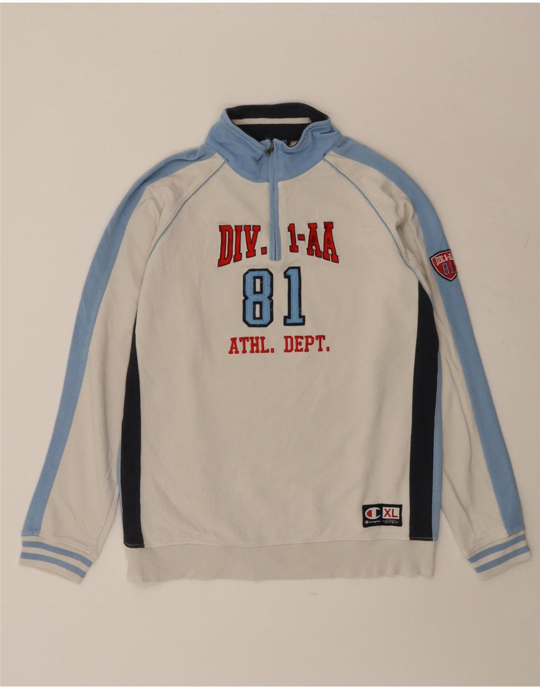 Pulover cu grafic pentru băieți CHAMPION 13-14 ani XL, alb, bloc de culoare