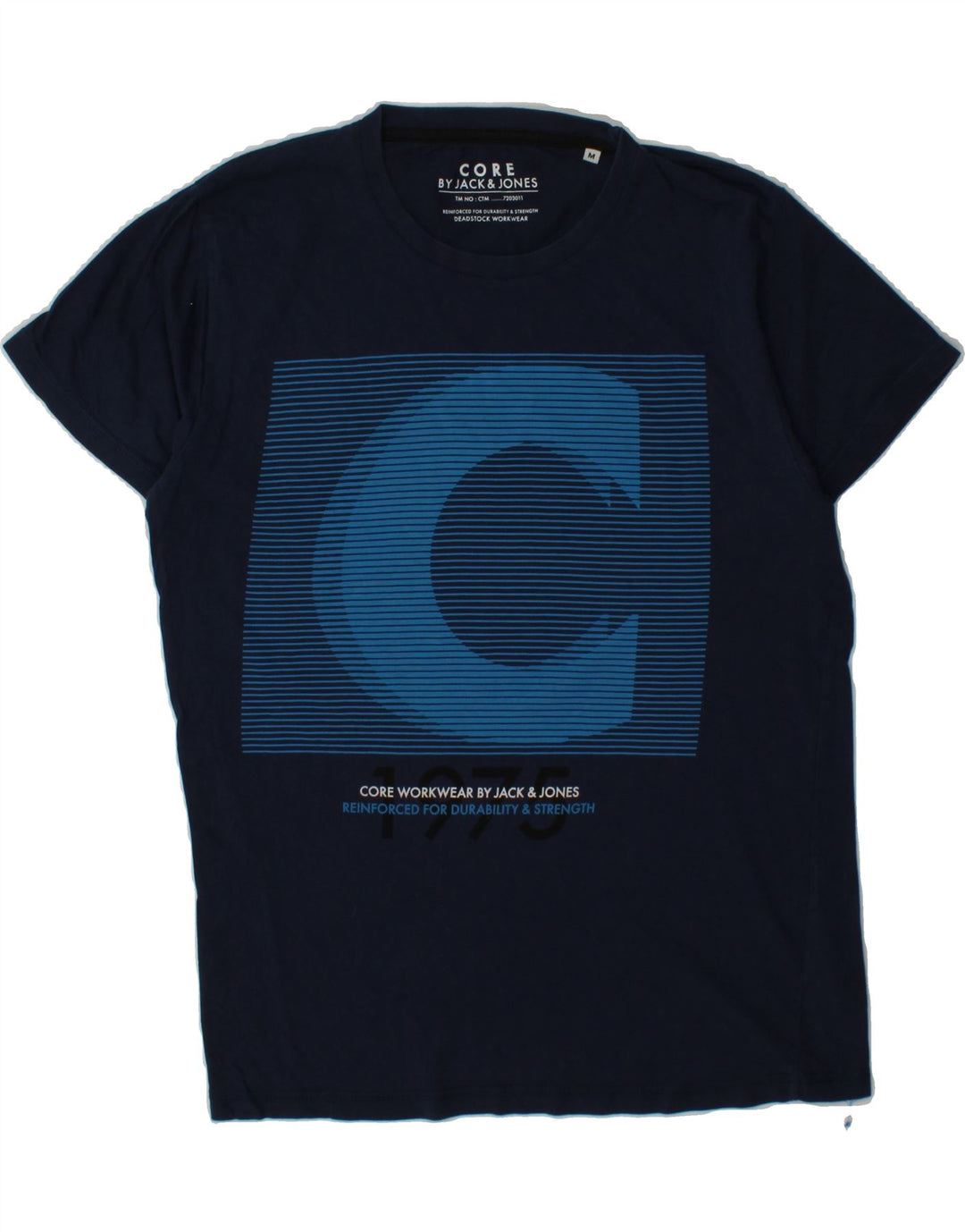 JACK & JONES Mens Graphic T-Shirt Top Medium Navy Blue Cotton Vintage Jack & Jones and Second-Hand Jack & Jones from Messina Hembry 