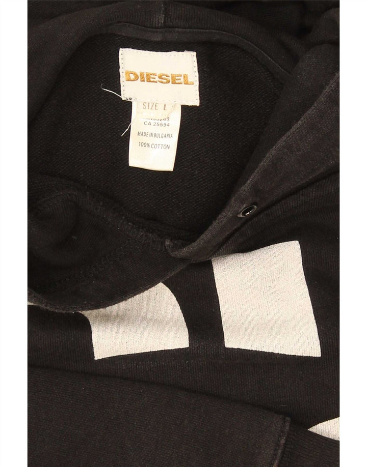 Pulover cu glugă cu grafic pentru bărbați Diesel, mare, negru, bumbac