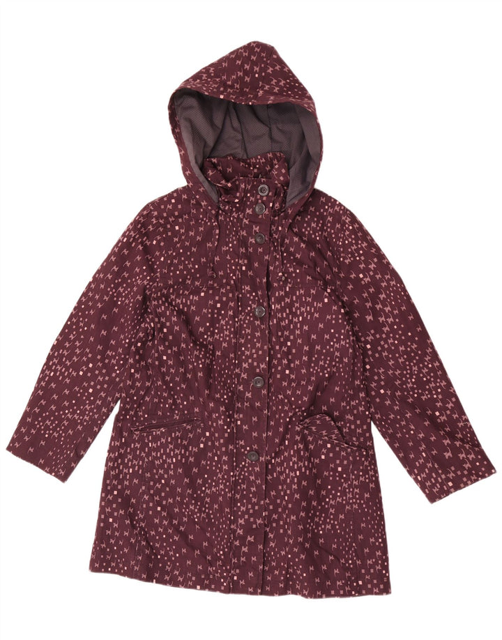 White Stuff haină de ploaie cu model abstract pentru femei UK 12 Medium Burgundy Cat