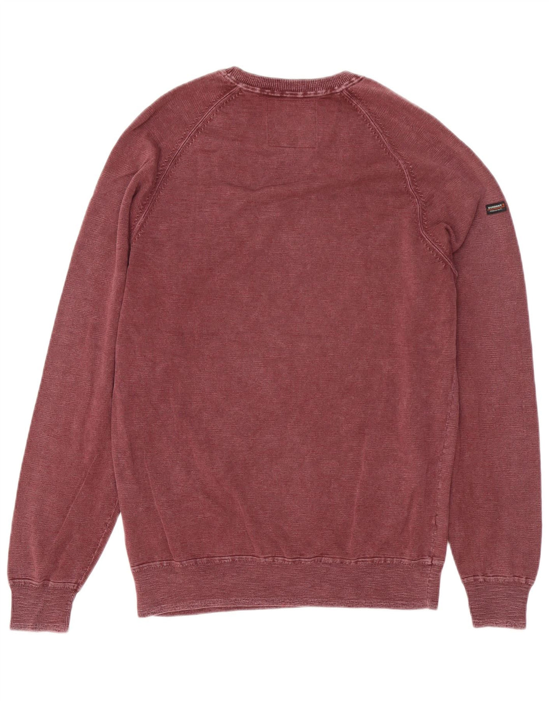 Pulover pentru bărbați Superdry Pulover mare din bumbac burgundy