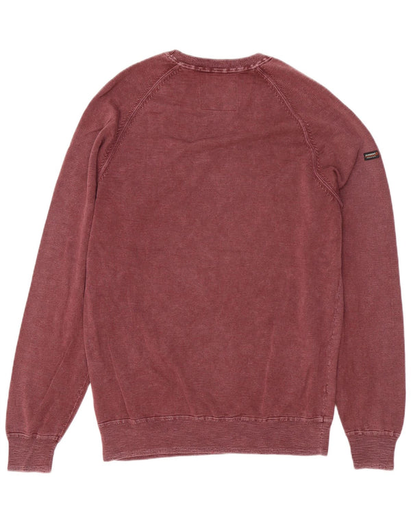 Pulover pentru bărbați Superdry Pulover mare din bumbac burgundy