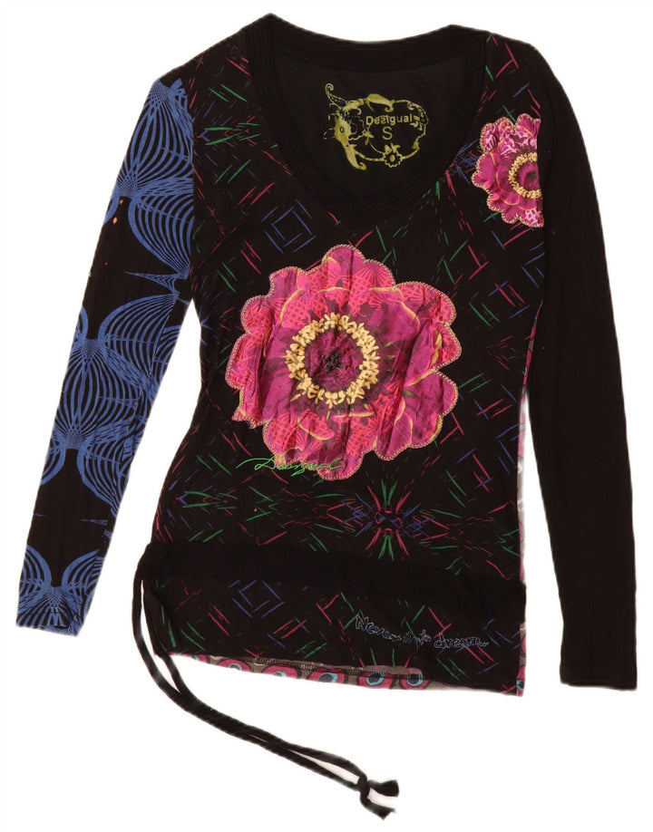 Top grafic pentru femei Desigual cu mânecă lungă UK 10, mic, multicolor, viscoză