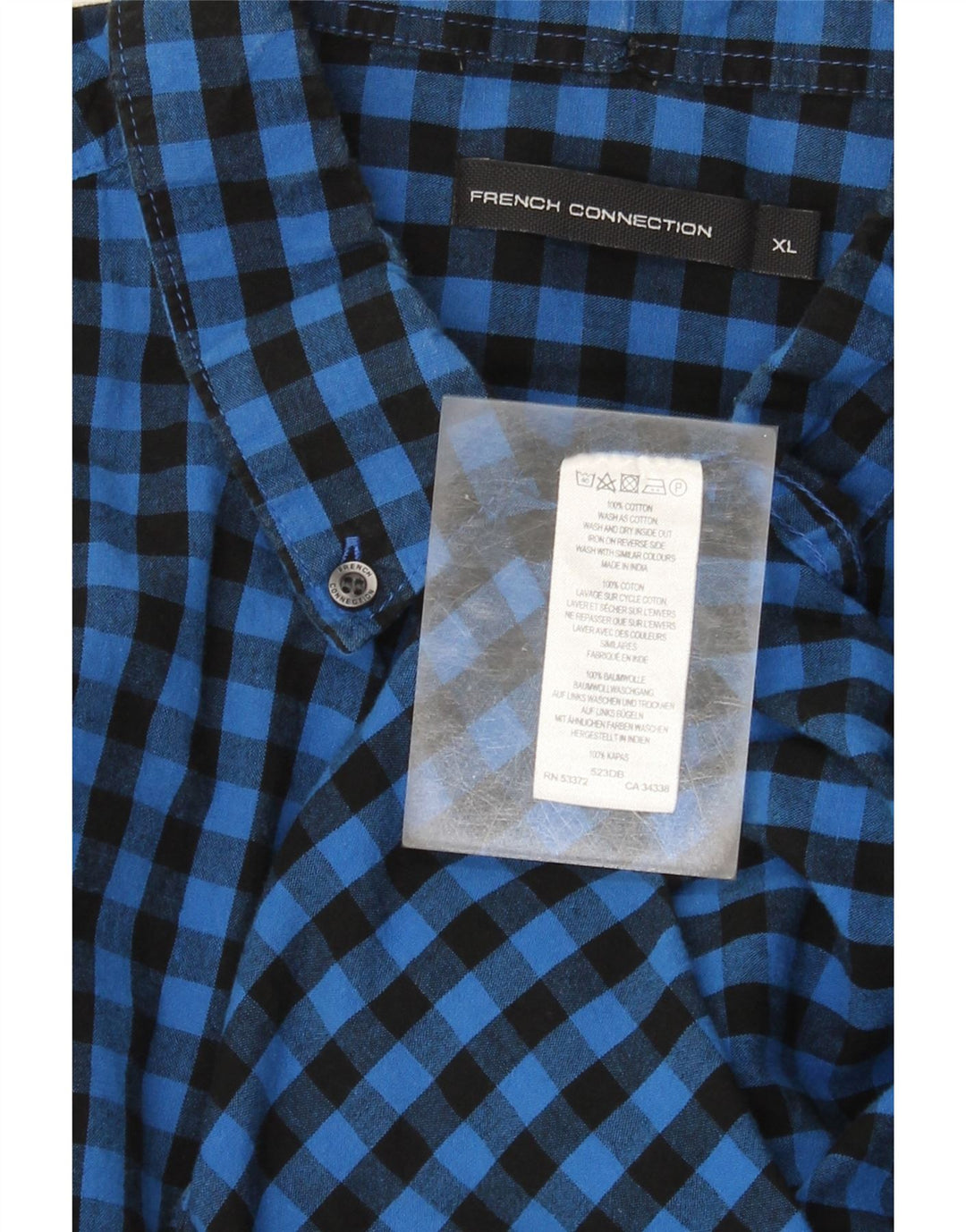 Cămașă pentru bărbați French Connection XL Blue Gingham Bumbac