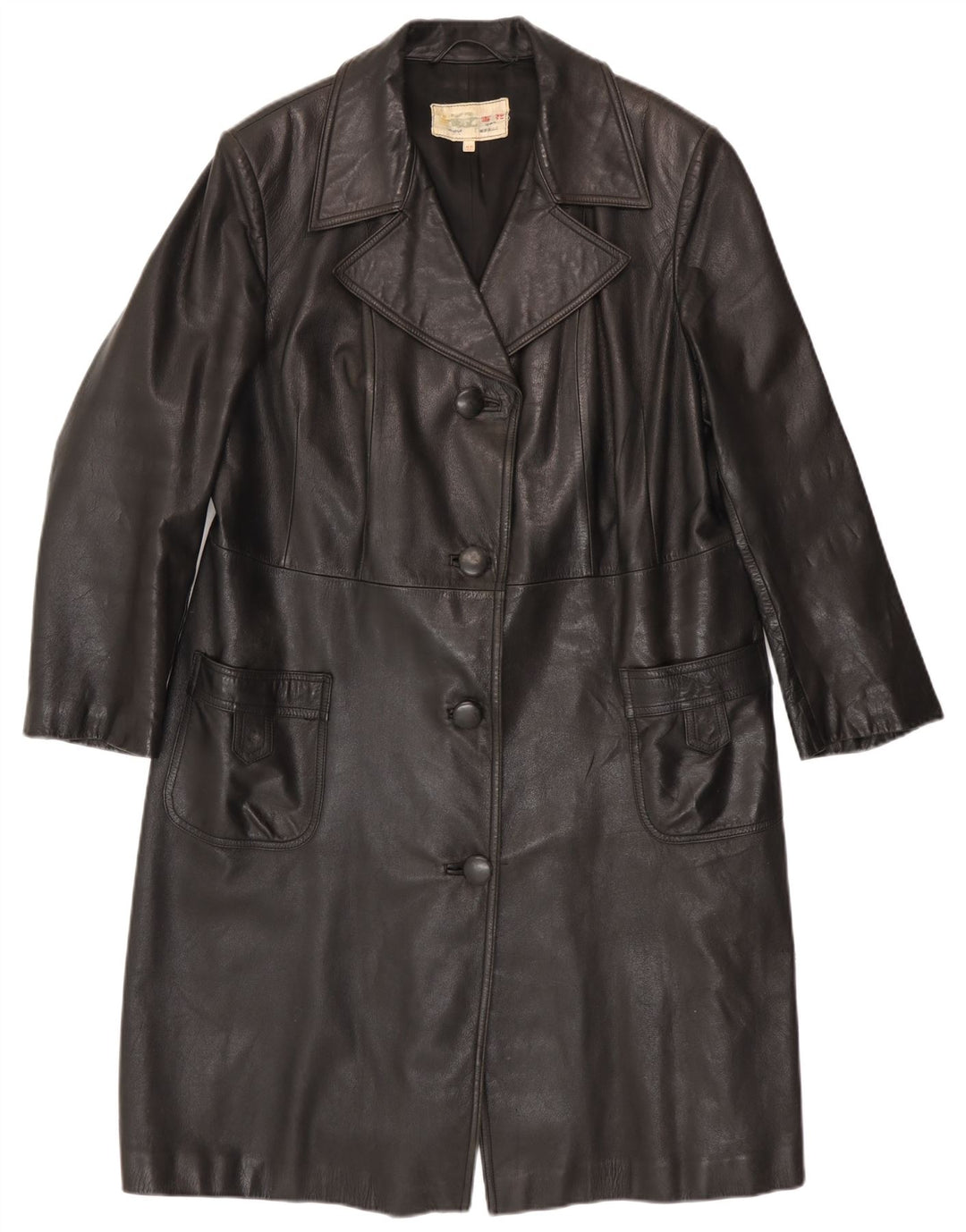 Palton din piele vintage pentru femei IT 52 2XL negru