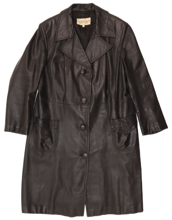 Palton din piele vintage pentru femei IT 52 2XL negru