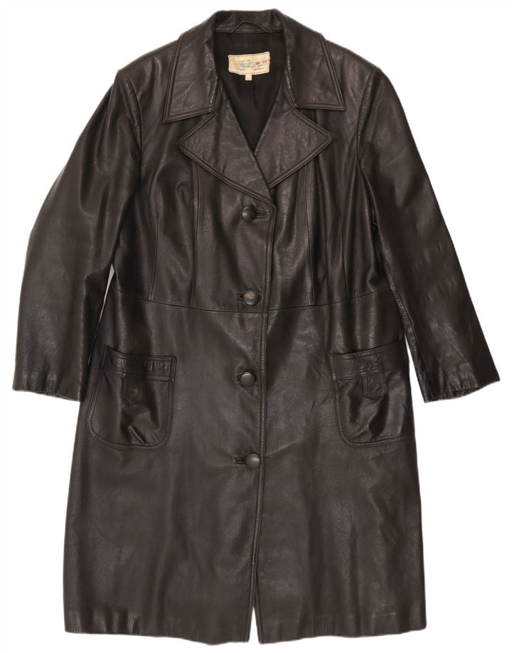 Palton din piele vintage pentru femei IT 52 2XL negru