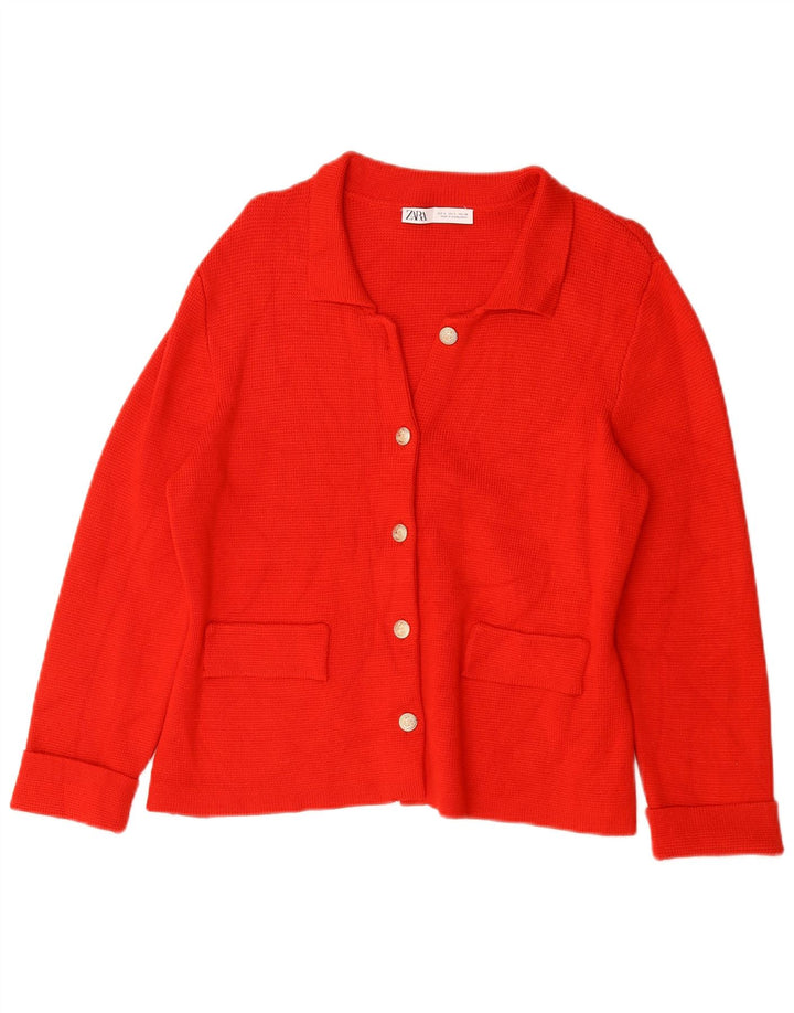 Pulover cardigan pentru femei Zara UK 16 mare, roșu, viscoză