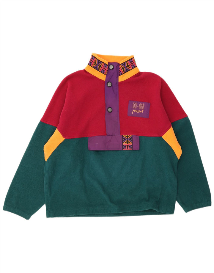 Pulover vintage pentru bărbați, cu gât cu nasturi, fleece, mare, multicolor