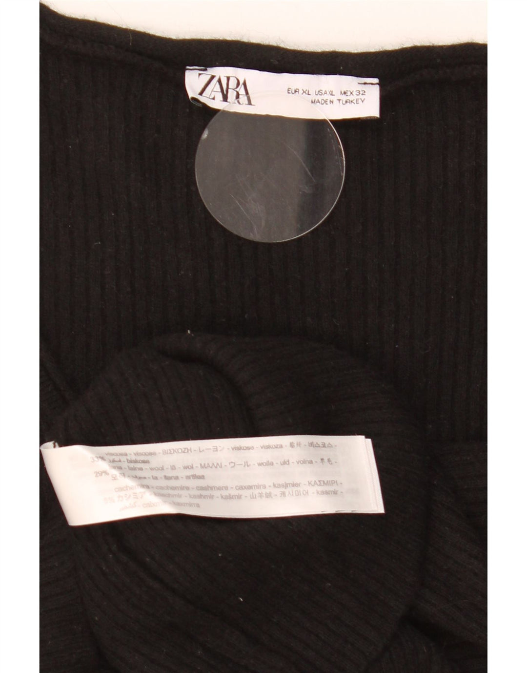 Top femeie Zara cu mânecă lungă UK 18 XL, viscoză neagră