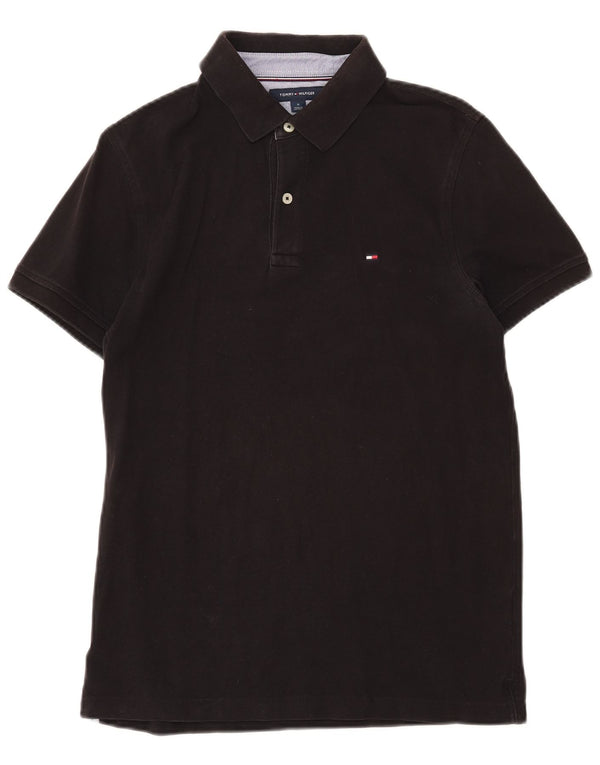 TOMMY HILFIGER Mens Slim Fit Polo Shirt Medium Black