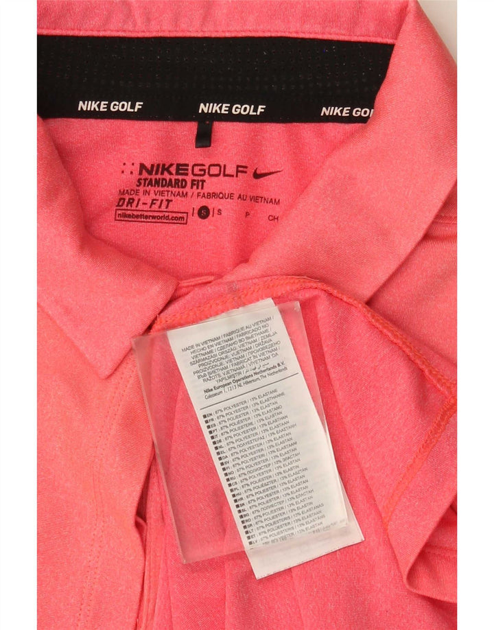 Tricou Polo pentru Bărbați Nike Dri Fit, Croială Standard, Mărime Mică, Roz cu Dungi, Poliester