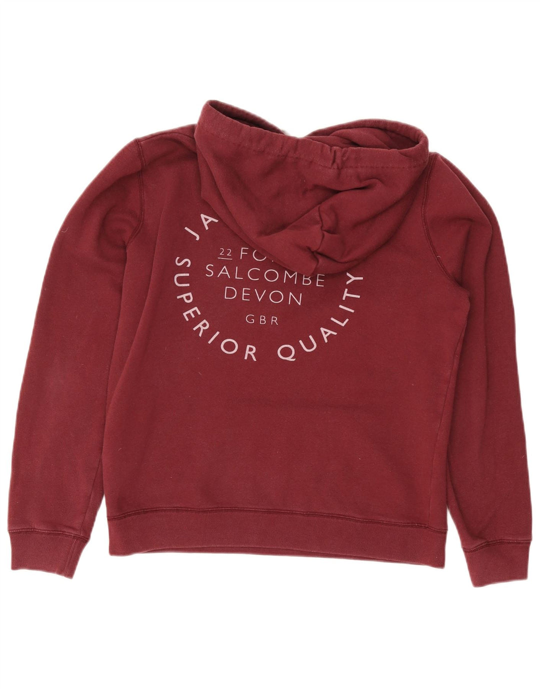 JACK WILLS Pulover cu glugă cu grafică pentru femei UK 12 Bumbac Burgundy mediu
