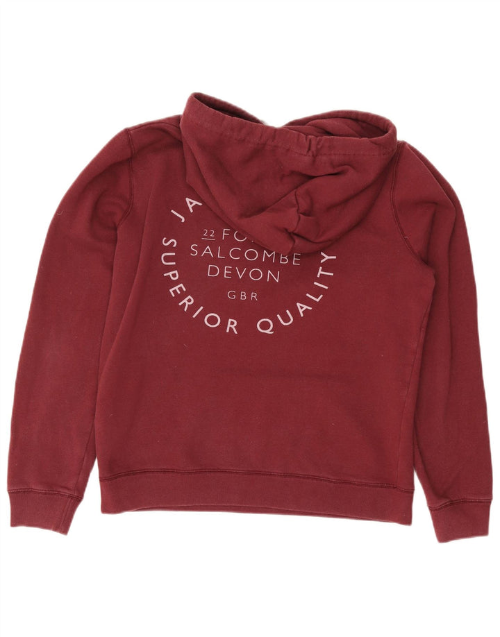 JACK WILLS Pulover cu glugă cu grafică pentru femei UK 12 Bumbac Burgundy mediu