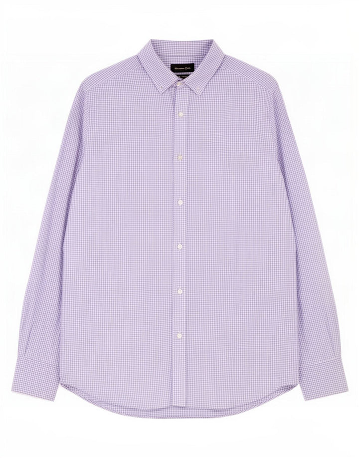 Cămașă Massimo Dutti pentru bărbați Vichy violet mediu