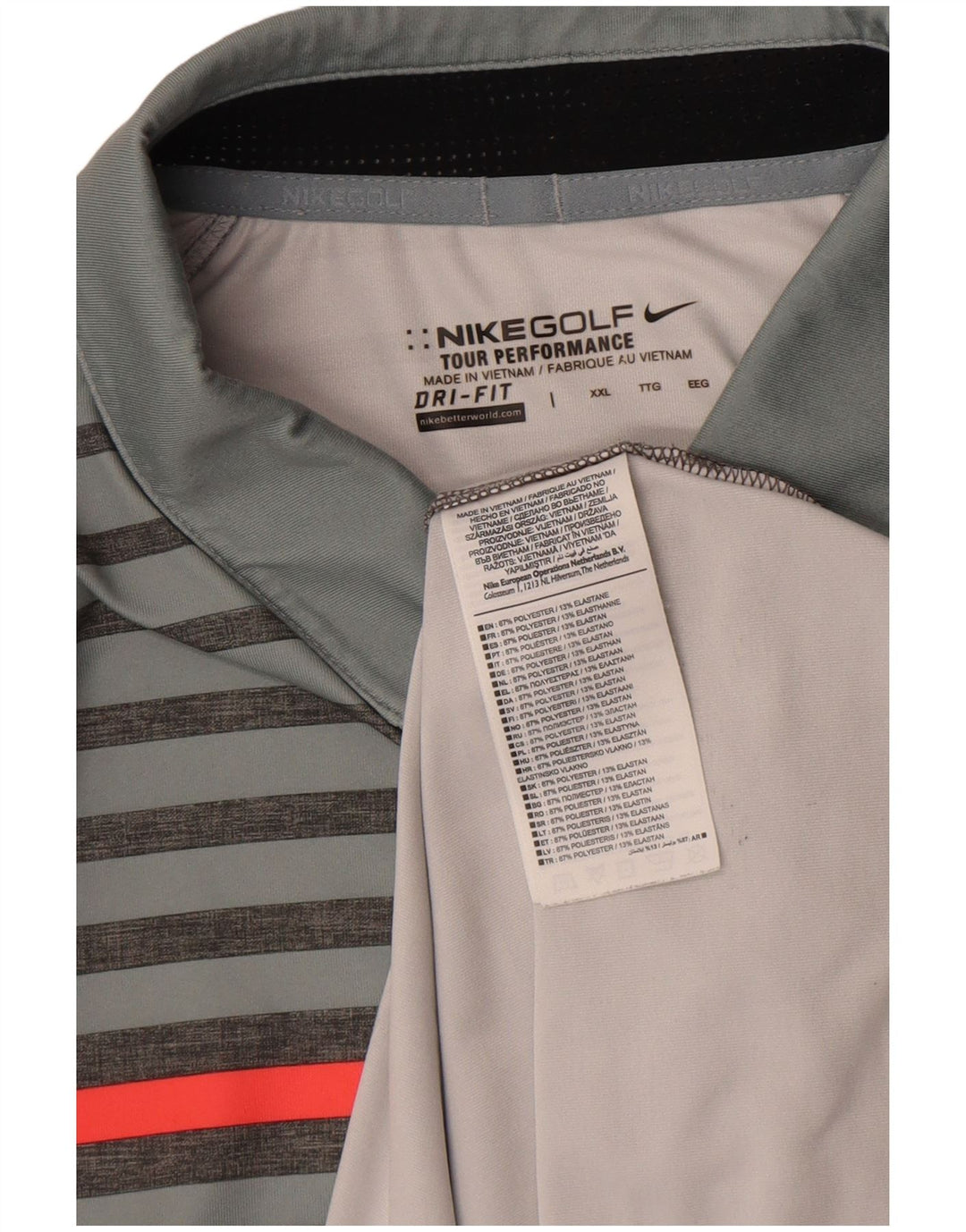 Tricou polo Nike pentru bărbați Dri Fit 2XL, poliester cu dungi gri