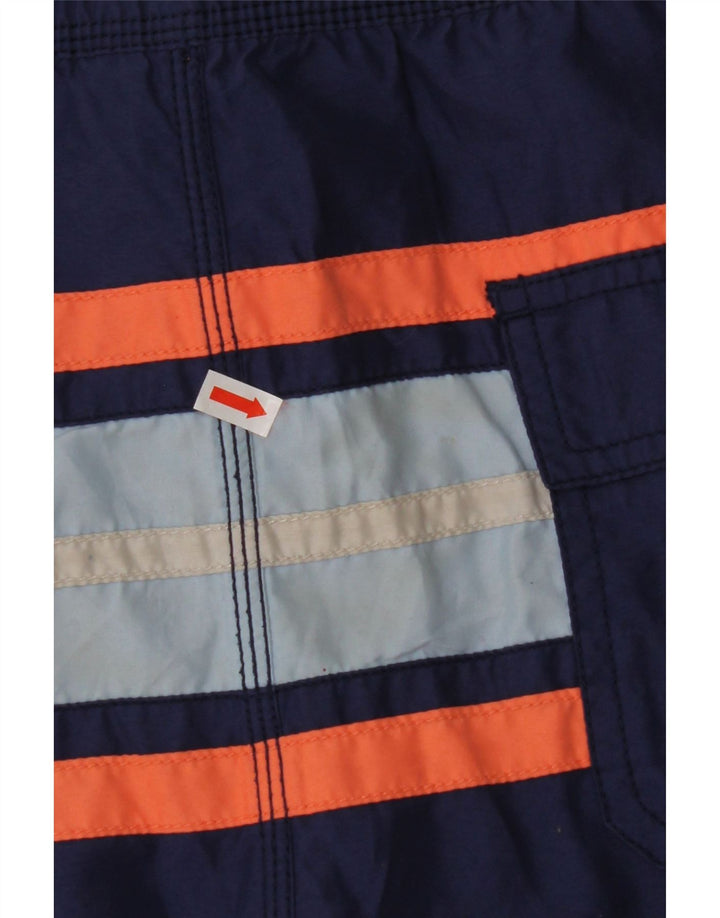 Pantaloni scurți de înot IZOD pentru bărbați, poliester cu dungi mici, albastru bleumarin