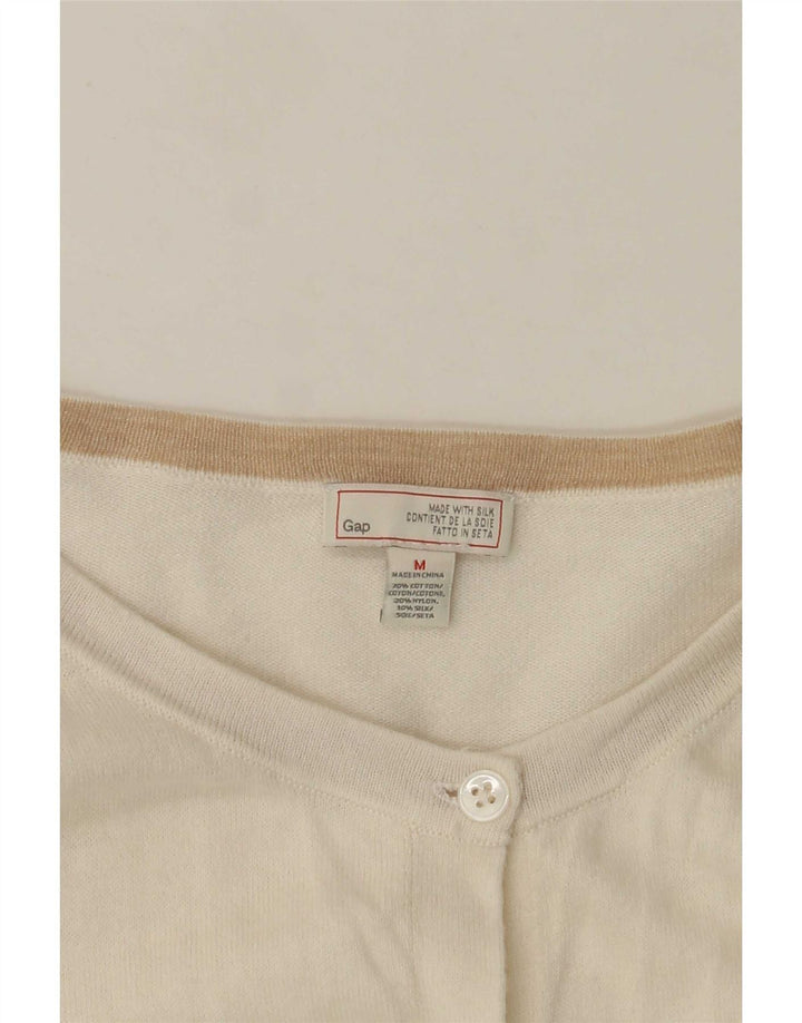 Gap Womens Cardigan Pulover UK 12 Medium White Bumbac