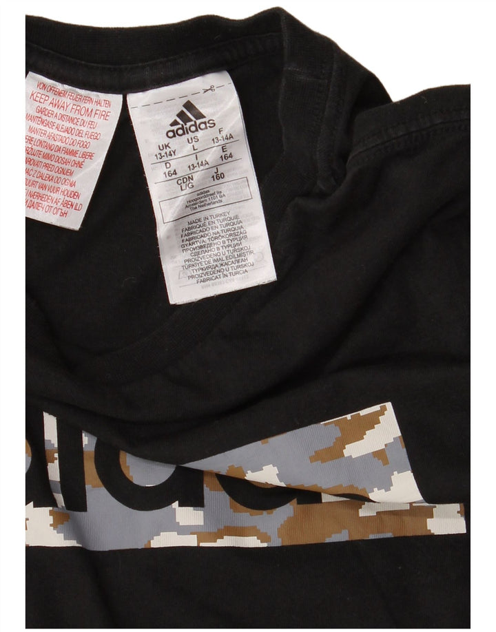 Tricou grafic Adidas pentru băieți Top 13-14 ani bumbac negru