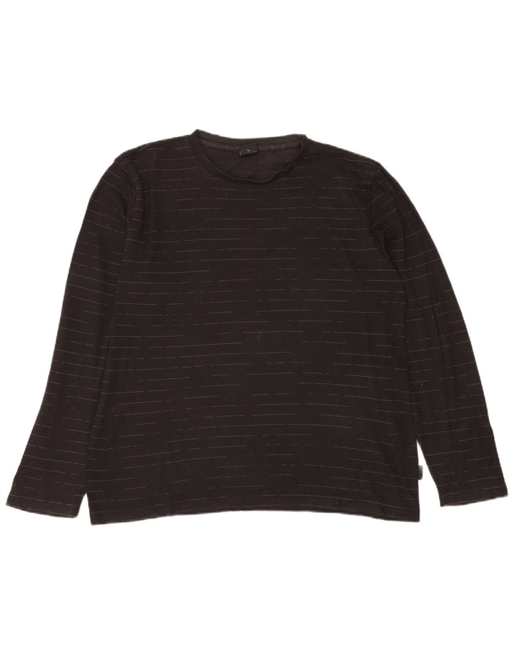 Top pentru bărbați HUGO BOSS cu mânecă lungă, mare, negru, cu dungi, bumbac