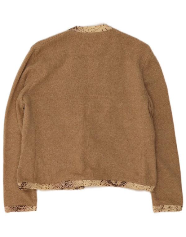 Pulover Cardigan Femei Daniela Drei Cravata Fata IT 44 Lână Maro Mediu