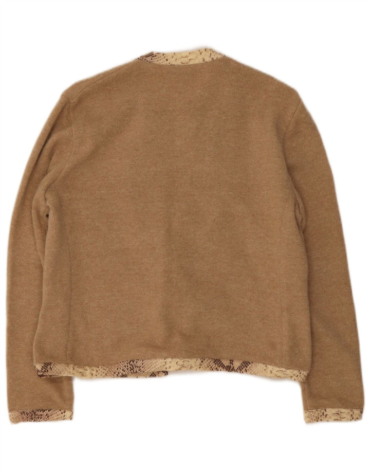 Pulover Cardigan Femei Daniela Drei Cravata Fata IT 44 Lână Maro Mediu