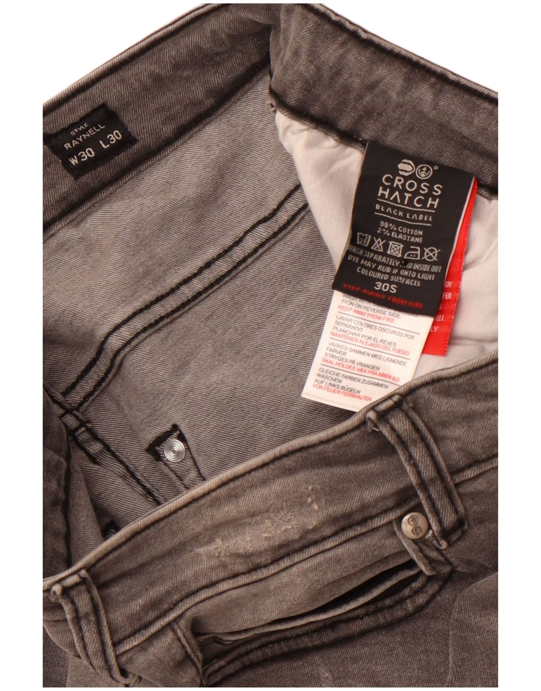 CROSSHATCH Blugi subțiri învechiți Raynell pentru femei W30 L30 bumbac gri