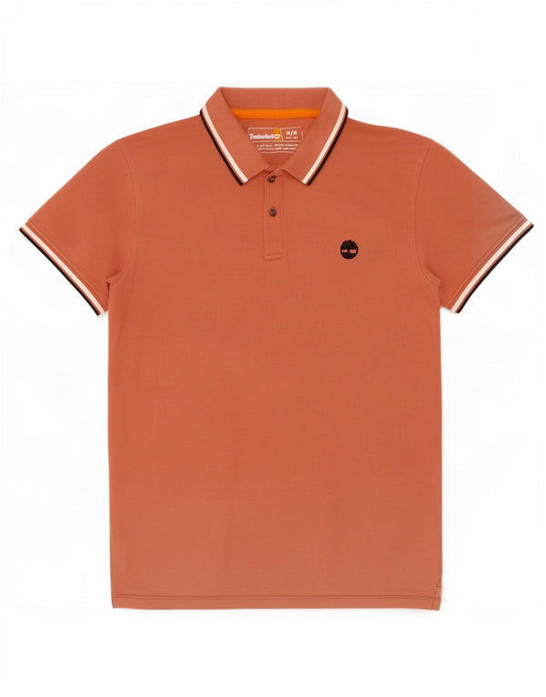 Cămașă polo Timberland Slim Fit pentru bărbați, bumbac cu dungi maro mediu